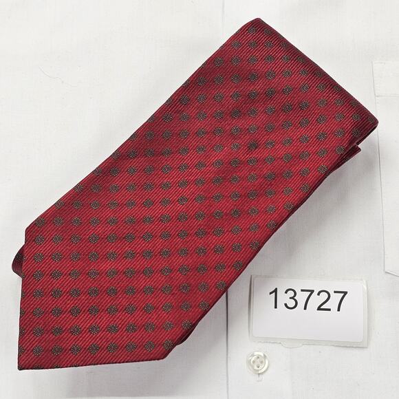 JZ RICHARDS Necktie Men's Red Silk Tie Designer Stylish Geometric Circles 60"X4" - Picture 8 of 8